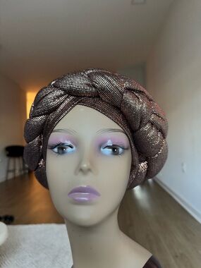 Braided Metallic Rose Gold Headwrap